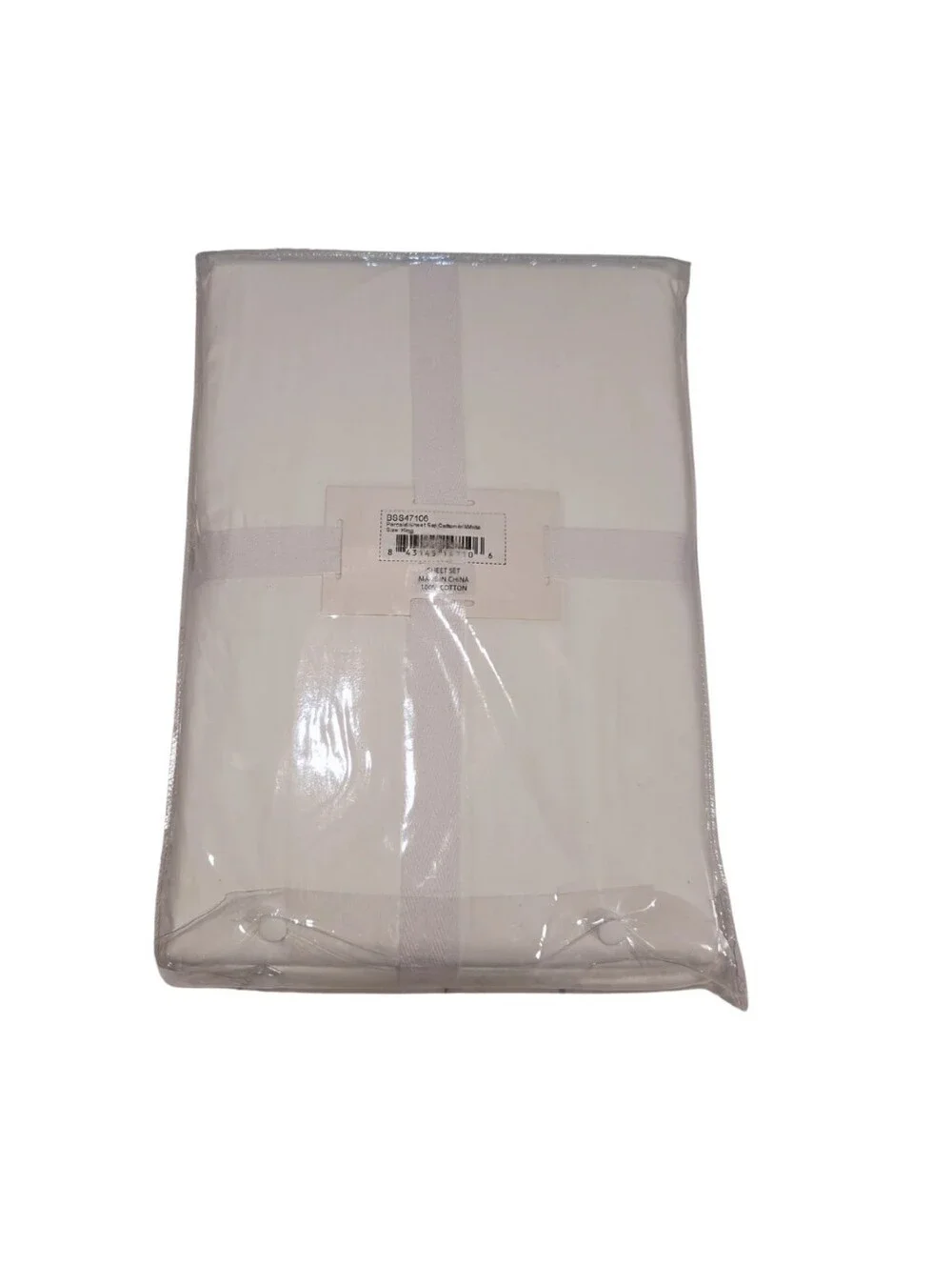 Spring+Mercer 100% Cotton Percale King Sheet Set White Cottage Farmhouse Luxury